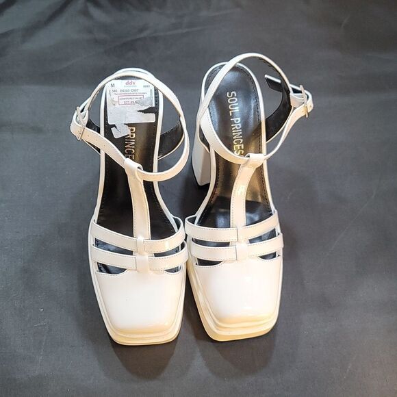 BRAND NEW SOUL PRINCESS PLAIN PLATFORM ANKLE CURVE WIDE HIGH HEEL SANDAL S2 - Picture 2 of 16